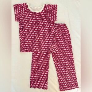 Lila and Hayes - Red Reindeer Christmas Pajamas Set, Girls 4T